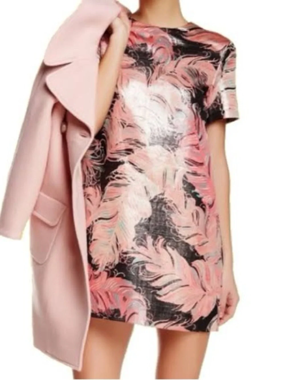 Kate Spade Regal Plumes Metallic Shift Dress. Retails for $428